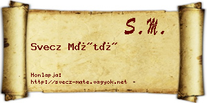 Svecz Máté névjegykártya